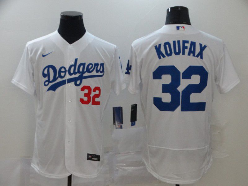 Men Los Angeles Dodgers 32 Koufax White Nike Elite MLB Jerseys